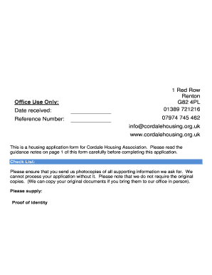 Cordale Housing Association Application Form