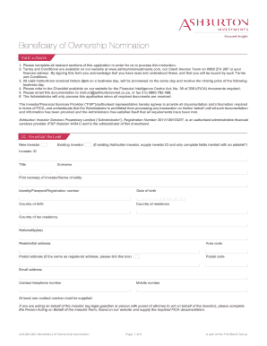 Beneficiary of Ownership Nomination Form
