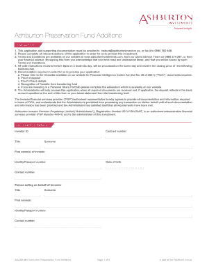 Ashburton Preservation Fund Additions Application