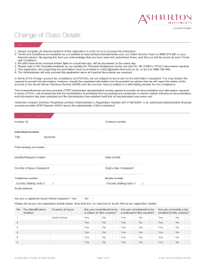 Change of Static Details Form