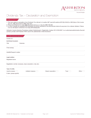 Dividends Tax Declaration and Exemption Form