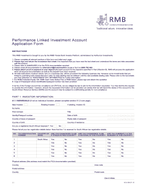 RMB Performance Linked Investment Account Application Form