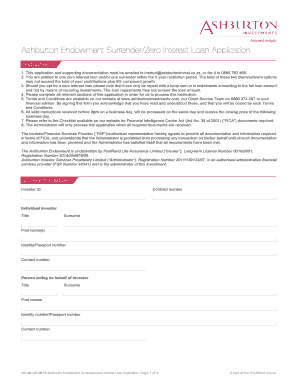 Ashburton Endowment Surrender/Zero Interest Loan Application