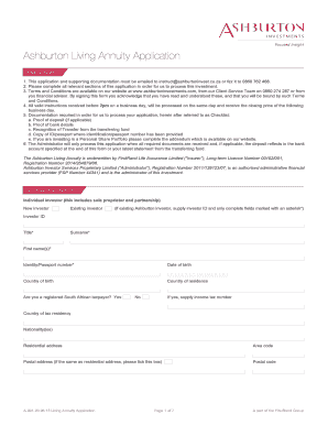Ashburton Living Annuity Application