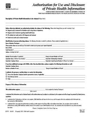 Cigna Healthcare Authorization for Use and Disclosure of Private Health Information