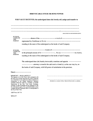 Irrevocable Stock or Bond Power