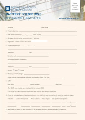 MSc Application Form
