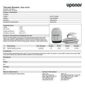 Thermal Actuator Submittal Form