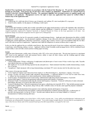 Stanford West Apartments Rental Application