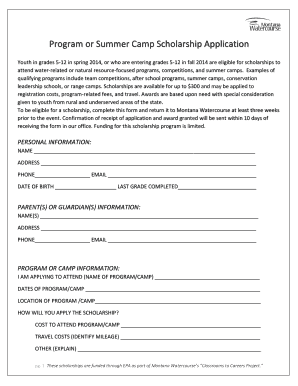 Application or Summer months Camp Scholarship bApplicationb Fill On the internet picture regarding Printable Fill in the Blank Camp Letters named Software program or Summertime Camp Scholarship bApplicationb Fill On the net