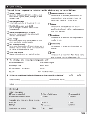 Virginia Criminal Injuries Compensation Claim Form