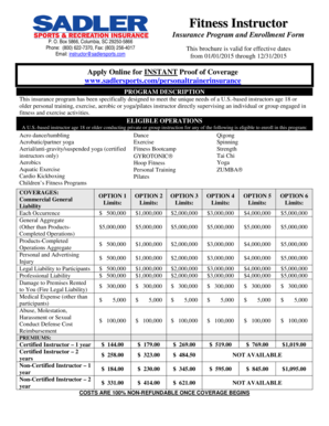 Fitness Instructor Insurance Enrollment Form