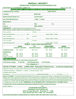 Marshall University International Student Insurance Form