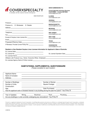 Habitational Supplemental Questionnaire