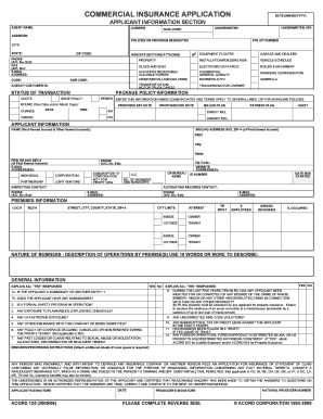 Commercial Insurance Application Form