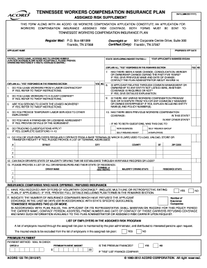 Tennessee Workers Compensation Insurance Plan Application