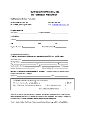 Hunting Club Lease Application