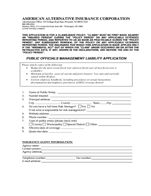 Public Officials Management Liability Application