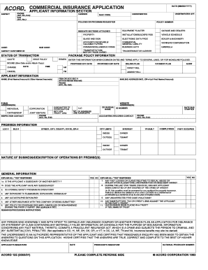 Commercial Insurance Application