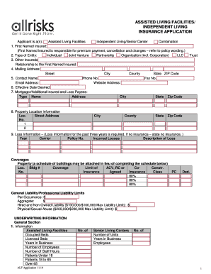 Assisted Living Facility Insurance Application