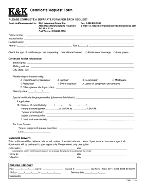 Certificate Request Form