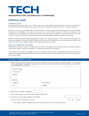 Esurance TECH Insurance Proposal Form