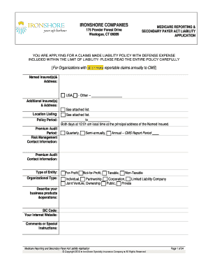 Medicare Reporting Secondary Payer Act Liability Application