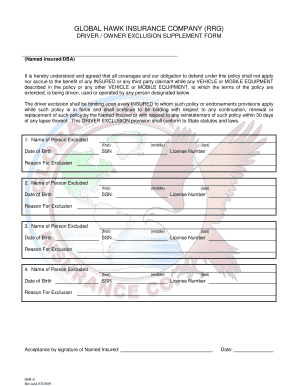Driver Owner Exclusion Supplement Form