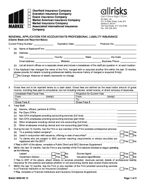 Accountants Professional Liability Insurance Renewal Application
