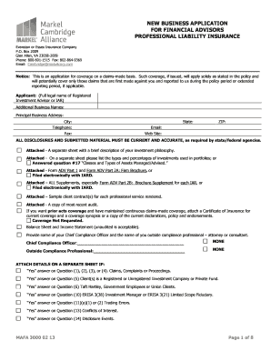 New Business Application for Financial Advisors
