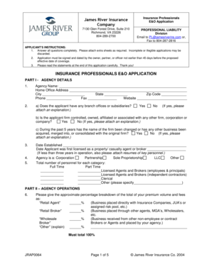 Insurance Professionals E&O Application