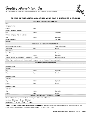 Business Credit Application and Agreement