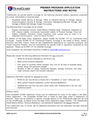 Premier Program Application