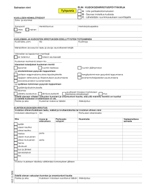 HUS 10-2986 Organ and Tissue Removal Record