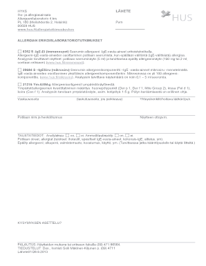 Allergy Laboratory Test Request Form