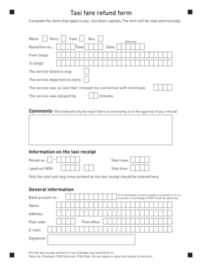 Taxi Fare Refund Form
