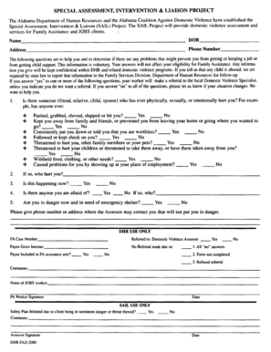 Alabama Domestic Violence Assessment Form