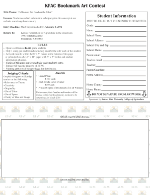 KFAC Bookmark Art Contest Entry Form