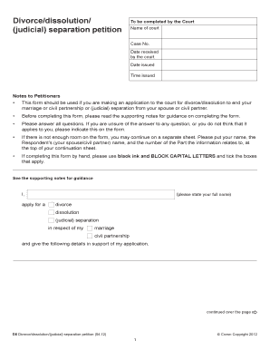 Divorce/Dissolution/Judicial Separation Petition