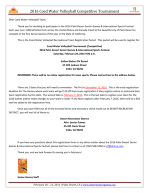 2016 Coed Water Volleyball Competitive Tournament Registration