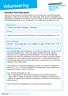 Parkinson's UK Volunteer Role Description