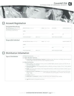 Coverdell ESA Distribution/Withdrawal Request
