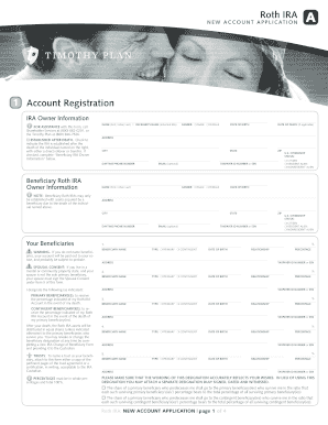 Roth IRA New Account Application
