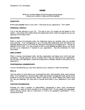 Academic CV Template