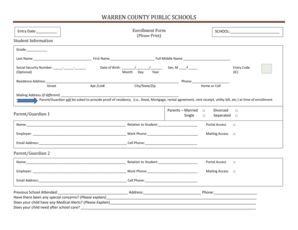 Warren County Student Enrollment Form