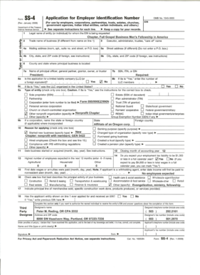 IRS Form SS-4 Application for Employer Identification Number