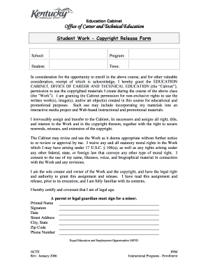 Student Work Copyright Release Form
