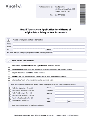 Brazil Tourist Visa Application