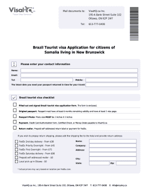 Brazil Tourist Visa Application