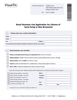 Brazil Business Visa Application